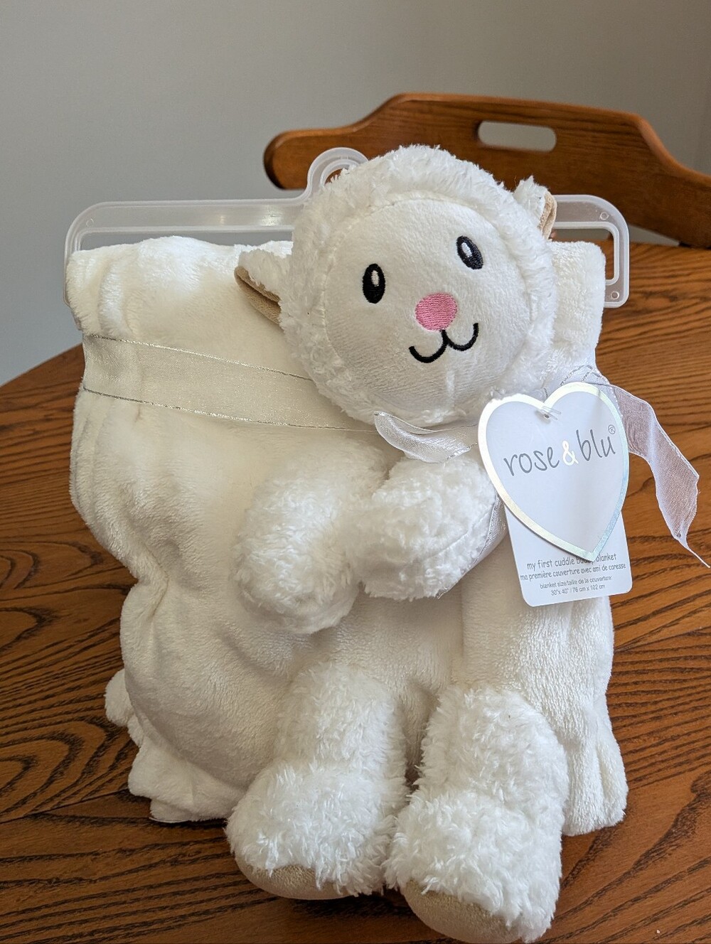 Rose & BluPlush My First Cuddle Buddy  Lamb Security Blanket - White. NWT
